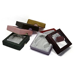 Square Shaped PVC Cardboard Satin Bracelet Bangle Boxes for Gift Packaging, Mixed Color, 90x90x24mm