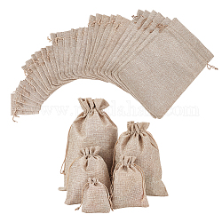 Nbeads 40 pcs 5 tailles sacs cadeaux en jute avec cordon de serrage, Sacs en toile de jute, pochettes à bijoux avec cordons de serrage pour cadeaux de mariage de pâques, emballage et bricolage artisanal