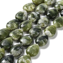 Natürliche tropfenförmige Xinyi-Jade/chinesische Südjade-Perlenstränge, 17.5~18x13x6 mm, Bohrung: 1.2 mm, ca. 22 Stk. / Strang, 15.24 Zoll (38.7 cm)