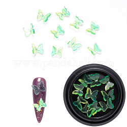 Кабошоны из смолы, ногтей декоративные аксессуары, 3 d бабочка, зеленый лайм, 6~7x7~8x3 мм, 10 шт / коробка