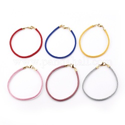 Braided Cotton Cord Bracelet Making, with 304 Stainless Steel Clasps, Golden, Mixed Color, 8-5/8 inch(21.8cm), 3mm