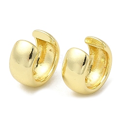 Rack Plating Brass Plain Band Cuff Earrings for Women, Cadmium Free & Lead Free, Real 18K Gold Plated, 11x12x6mm