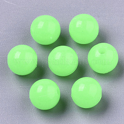 Perle acriliche luminose, si illuminano al buio, tondo, prato verde, 6mm, Foro: 1.6 mm, circa 4600pcs/500g