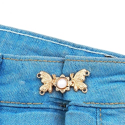 Épingles à boutons en jean en résine blanche en alliage, serre-taille, papillon, attaches à coudre de fermeture pour accessoires de vêtement, or, 16.5x36x4.5mm