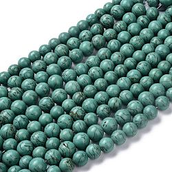 Chapelets de perles en howlite naturelle, teints et chauffée, ronde, 15mm, Trou: 1.5mm, Environ 27 pcs/chapelet, 15.75 pouce (40 cm)