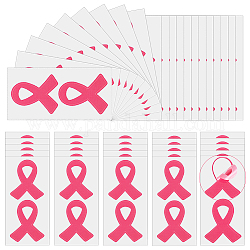 Etiqueta engomada rosada de la cinta de la conciencia del cáncer de mama del pvc, calcomanías autoadhesivas impermeables para botellas, ordenador portátil, decoracion de casco, color de rosa caliente, 109x55x0.2mm, adhesivo: 50x40 mm