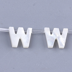 Perles de coquille naturels, coquille blanche nacre coquille, perles percées, letter.w, 10x2.5~11.5x3mm, Trou: 0.8mm