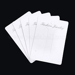 Cartes d'affichage en carton, utilisé pour barrettes de cheveux, rectangle, blanc, 8.8x6.1x0.03 cm, Trou: 7mm