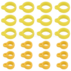 Gorgecraft 60Pcs 2 Style Silicone Pendant, for Electronic stylus & Lighter Making, Ring, Yellow, 16x12~13x6mm, Hole: 2.5mm, 8mm inner diameter, 30pcs/style