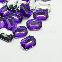 Imitation Taiwan Acrylic Rhinestone Cabochons, Pointed Back & Faceted, Rectangle Octagon, Blue Violet, 8x6x2.5mm