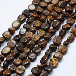 Chapelets de perles en bronzite naturel, pierre roulée, pépites, 6~13x6~8mm, Trou: 1mm, 15.3 pouce ~ 15.7 pouces (39~40 cm)