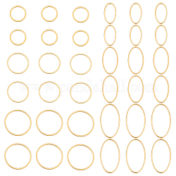 Unicraftale 36pcs 6 style 304 Edelstahl-Verbindungsringe, ovaler und runder Ring, golden, 11.5~26x8.5~20x1 mm, 6pcs / style