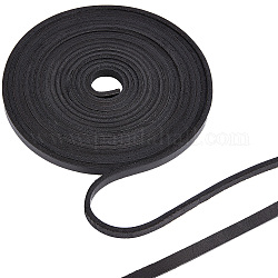 Gorgecraft Flat Cowhide Leather Cord, for Jewelry Making, Black, 8x4mm