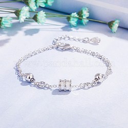 Messing Link Armbänder, mit Perlen, Kolumne, Platin Farbe, 3/8 Zoll (1 cm)