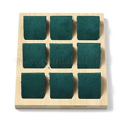 Soportes de exhibición de aretes de madera rectangulares de 9 ranura, con hierro inclinado cubierto con soporte de terciopelo para un solo par de aretes que muestra, gris pizarra oscuro, 15.3x18.7x3.5 cm, agujero: 1.2 mm