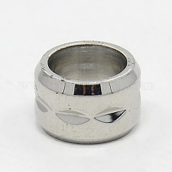 Stainless Steel Large Hole Column Beads, Stainless Steel Color, 11x7mm, Hole: 8mm