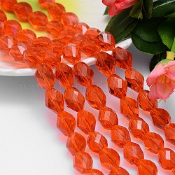 Chapelets de perles de cristal autrichien imitation polyèdre à facettes, grade AAA, rouge-orange, 13x10mm, Trou: 0.9~1mm, Environ 30 pcs/chapelet, 15.7 pouce