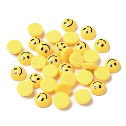 Cabuchones de resina opacos, medio redondo con cara de sonrisa, amarillo, 10x4.5mm