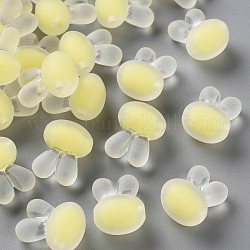 Transparent Acrylic Beads, Frosted, Bead in Bead, Rabbit Head, Yellow, 15.5x12x9.5mm, Hole: 2mm, about 480pcs/500g