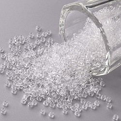 Clear 11/0 Grade A Round Transparent Glass Seed Beads, 2x1.5mm, Hole: 0.8mm, about 3300pcs/50g