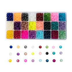 24 farbige transparente Glasperlen, für die Herstellung von Perlenschmuck, matt, Runde, Mischfarbe, 6 mm, Bohrung: 1.3~1.6 mm, über 70pcs / Farbe, 24 Farben, 1680 Stück / Karton