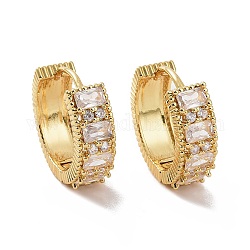 Orecchini a cerchio rettangolari con zirconi, gioielli in ottone dorato per le donne, chiaro, 20.5x22x7mm, ago :1.2mm