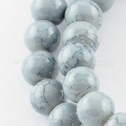 Spray Painted Glass Bead Strands, Round, Gray, 16mm, Hole: 1.3~1.6mm, about 50pcs/strand, 31.4inch