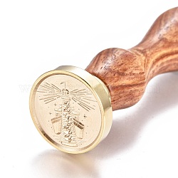 Cachet de sceau de cire en laiton, avec manche en bois, pour la décoration de poteau, fabrication de cartes de bricolage, motif de phare, 90x26mm