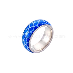 Anello da dito in smalto luminoso che si illumina al buio, anelli in acciaio inossidabile da donna, blu, misura degli stati uniti 9 (18.9mm)