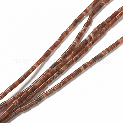 Natürliche Sesam Jaspis / Kiwi Jaspis Perlen Stränge, Kolumne, 4.3~5.6x2.3~2.5 mm, Bohrung: 0.9 mm, ca. 82~86 Stk. / Strang, 14.96~17.71 Zoll (38~45 cm)