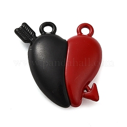 Cierres magnéticos de aleación pintados con spray, corazón, rojo, negro, 22x20.5x6.5mm, agujero: 1.8 mm