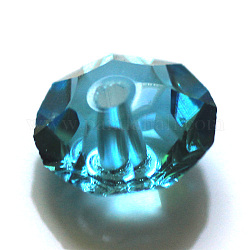 Imitation österreichischen Kristallperlen, Klasse aaa, facettiert, Flachrund, Deep-Sky-blau, 6x3.5 mm, Bohrung: 0.7~0.9 mm