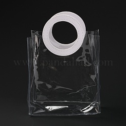 Пвх прозрачный мешок, с круглыми ручками из искусственной кожи, для подарочной или подарочной упаковки, прямоугольные, белые, 25x18 см