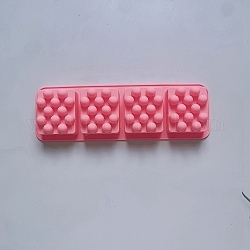 Moules en silicone 4 cavités, pour la fabrication de savon en barre de massage faite à la main, rectangle, rose, 280x100mm