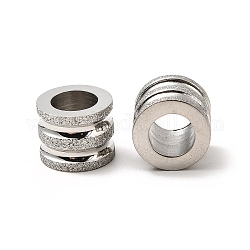Perle strutturate in acciaio inossidabile, Perline grosse colonne grosse, colore acciaio inossidabile, 8x10mm, Foro: 6 mm