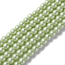 Hebras de perlas de vidrio teñidas ecológicas, Grado A, redondo, cordón de algodón rosca, mielada, 6mm, agujero: 1.2~1.5 mm, aproximamente 70 pcs / cadena, 15.7 pulgada