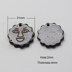 Non-magnetic Hematite Pendants, Grade A, with Iron Findings, Animal, Black, 21x4mm, Hole: 2mm