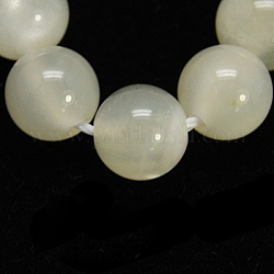 Natural White Moonstone Beads Strands, Round, WhiteSmoke, 4mm, Hole: 1mm