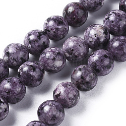 Natural Larvikite Beads Strands, Dyed & Heated, Round, Dark Violet, 8mm, Hole: 1.2mm, about 47pcs/strand, 14.9 inch(38cm)