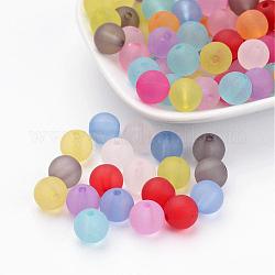 Transparenten Acryl-Kugel Perlen, bereift Stil, Runde, Mischfarbe, 10 mm, Bohrung: 2 mm, ca. 938 Stk. / 500 g