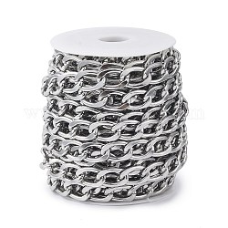 Овальные бордюрные цепи из оксидированного алюминия, несварные, с катушкой, платина, ссылка: 23x15x3.5 mm