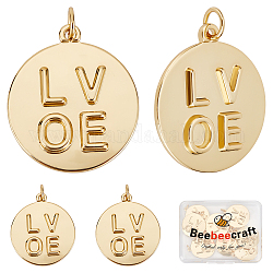 Beebeecraft 8Pcs/Box Love Word Charms 18K Gold Plated Valentines Day Charm Pendants with Jump Ring for DIY Jewelry Making Necklace Bracelet