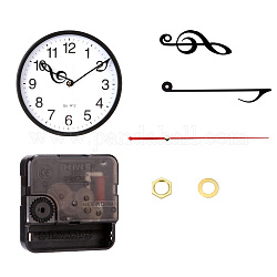 Kit de mecanismo de movimiento de reloj de eje largo de plástico, con puntero de aluminio, esfera del reloj, negro, 56x56x16mm, pin: 12x6 mm