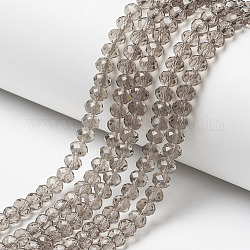 Chapelets de perles en verre, facette, rondelle, tan, 3x2mm, Trou: 0.8mm, Environ 150~155 pcs/chapelet, 15~16 pouce (38~40 cm)