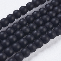 Синтетические черные камни, матовые, круглые, 4~5 мм, отверстие : 1 мм, около 95 шт / нитка, 15.7 дюйм