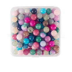 150 Stück 15 Stil gefärbte runde Perlen aus natürlicher weißer Jade, Mischfarbe, 10 mm, Bohrung: 1 mm, 10pcs / style