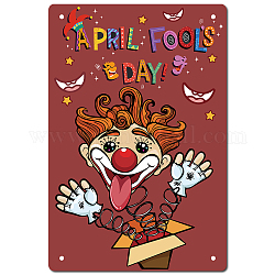 Tinplate Sign Poster, Vertical, for Home Wall Decoration, Rectangle, for April Fool's Day, Clown Pattern, 300x200x0.5mm