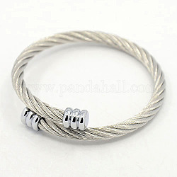 Bracelets en 304 acier inoxydable à la mode, bracelets de couple pour hommes, couleur inoxydable, 55mm