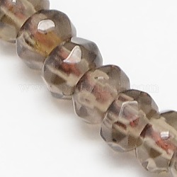 Natural Smoky Quartz Bead Strands, Faceted, Rondelle, 4x2mm, Hole: 1mm, about 190pcs/strand, 16inch