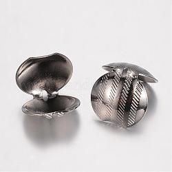 Bouts de perle en laiton, calotte embouts, couverture de noeud à clapet, gunmetal, 16x15mm, Trou: 1x3mm